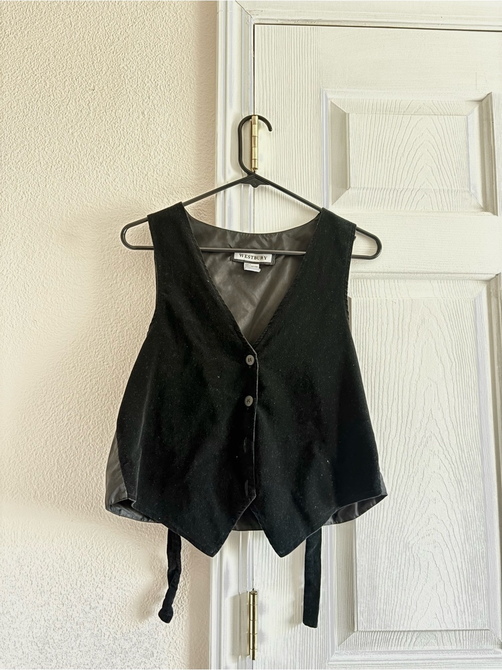 Westbury Black Solid Lined Button Front Short Vest M Women’s